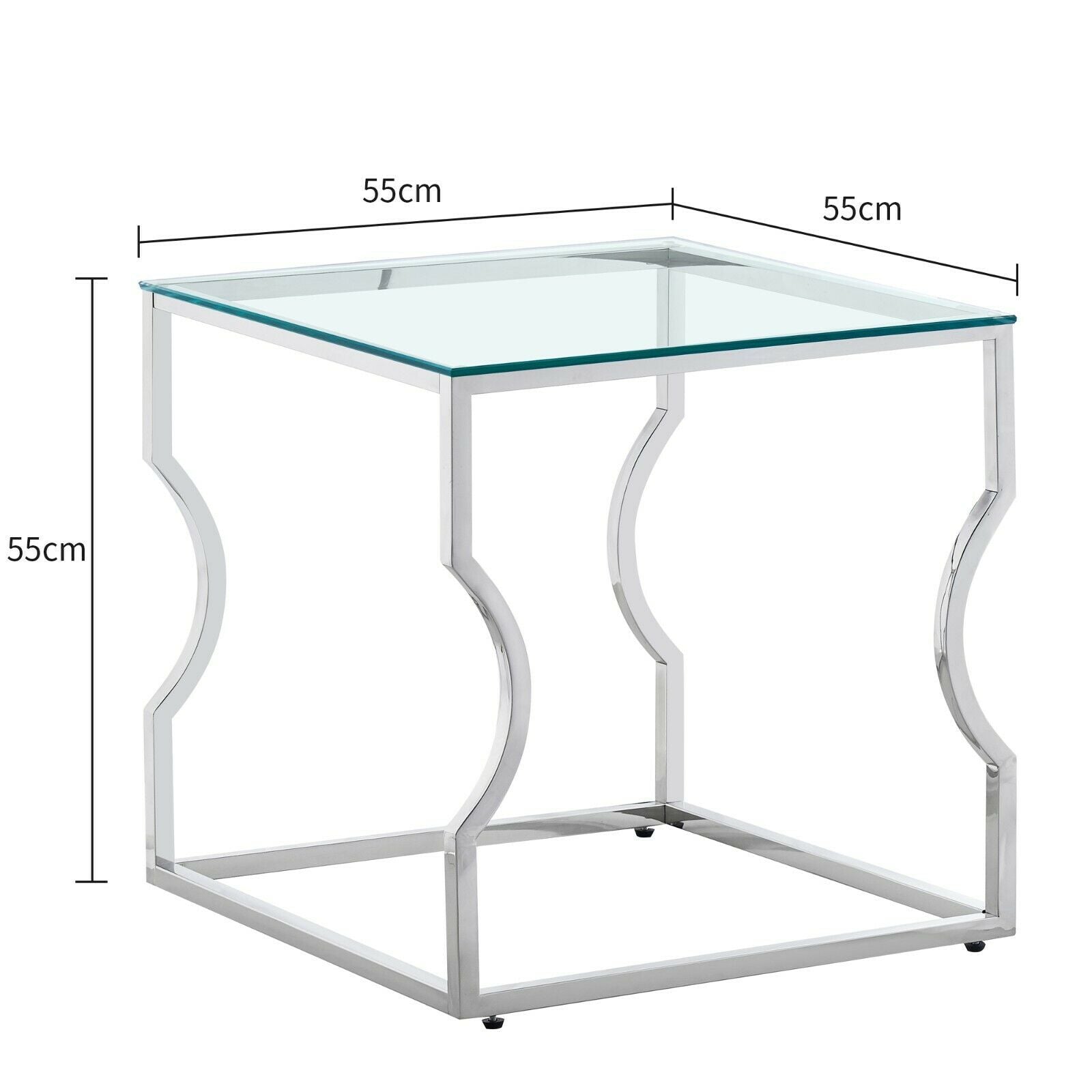Console Coffee End Table Tinted Tempered Glass Furniture Chrome Crescent Leg