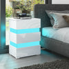 Modern LED Light High Gloss 2 or 3 Drawers Bedside Table Cabinet Nightstand Unit