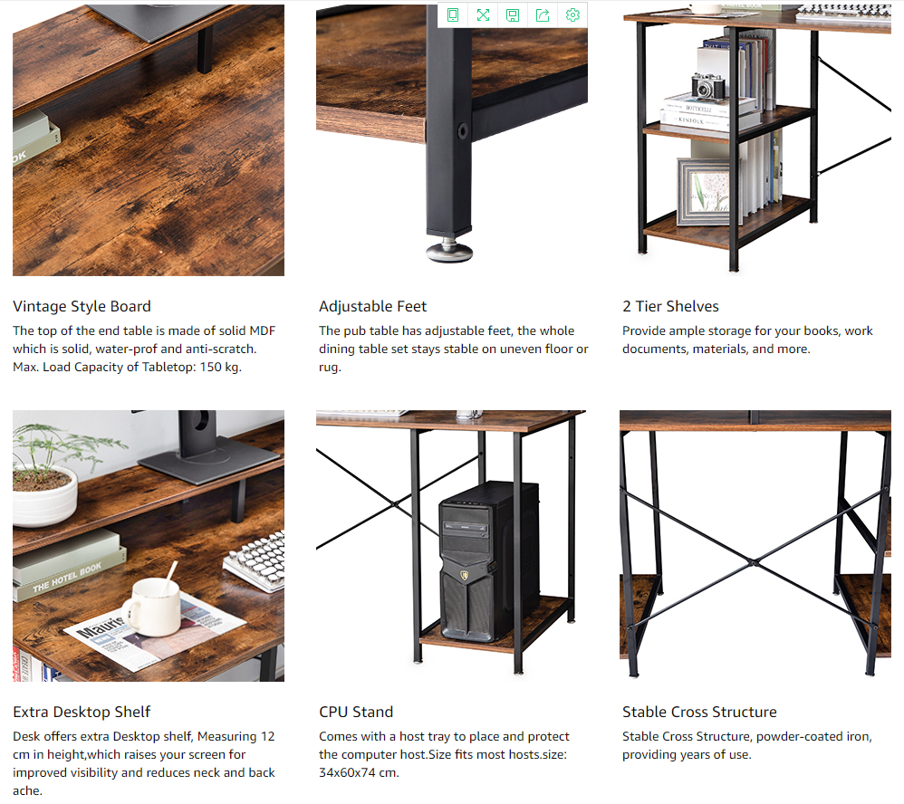 Large Computer Desk With Shelves Laptop Study PC Table Home Office Corner Desk