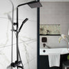 Bathroom Thermostatic Mixer Shower Set Square Black Twin Head Exposed Valve