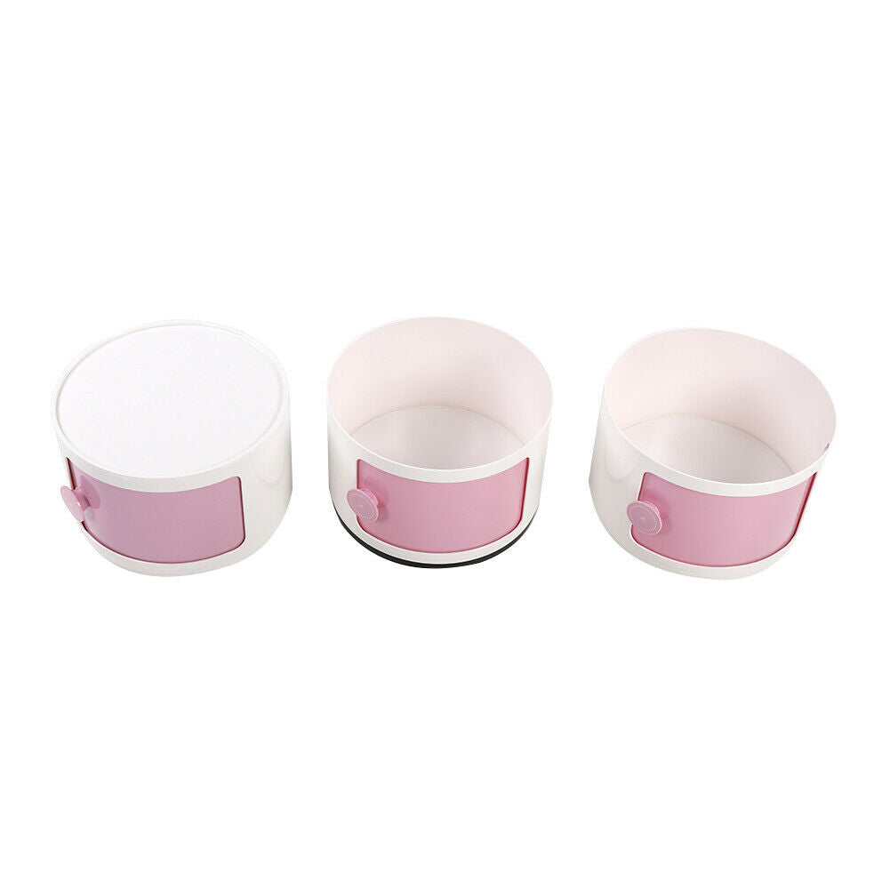 3 Tier ABS Plastic Round Storage Unit Beside Drawers Office Bathroom Cabinet