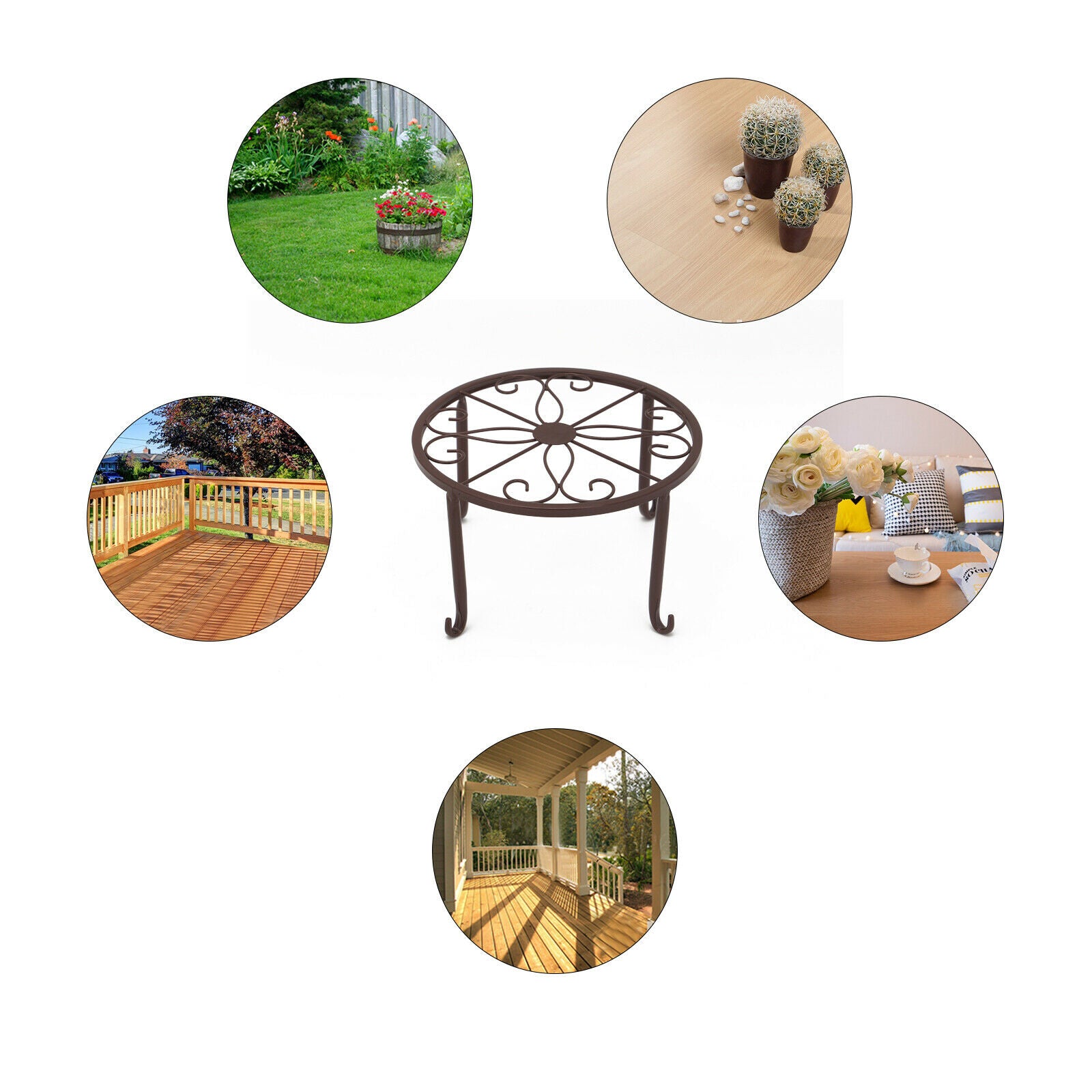 Metal Plant Pot Stand Flower Display Shelf Garden Balcony Outdoor Indoor UK