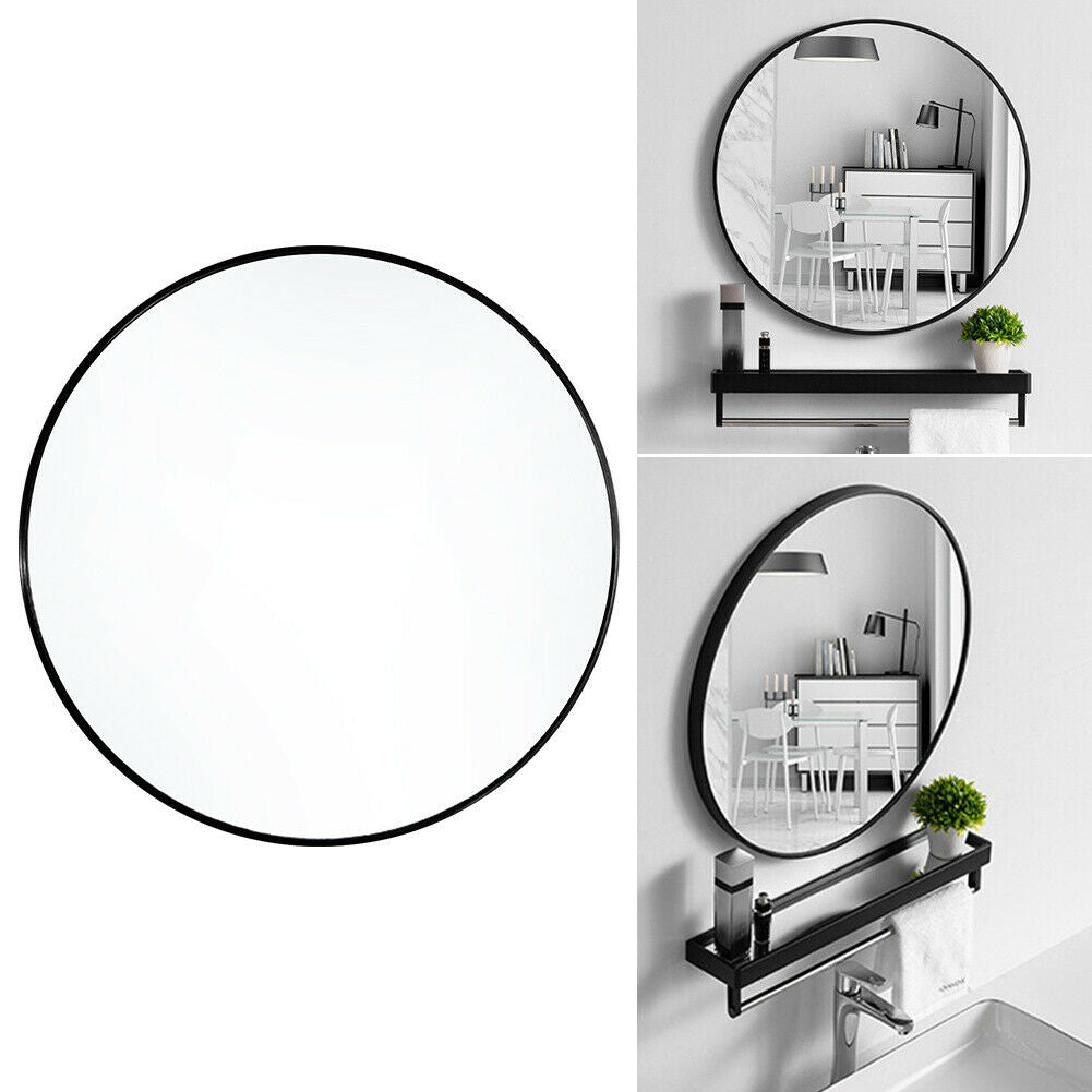 Rustic Wall Mounted Brushed Metal Round Bathroom Mirror Bedroom Makeup Mirror