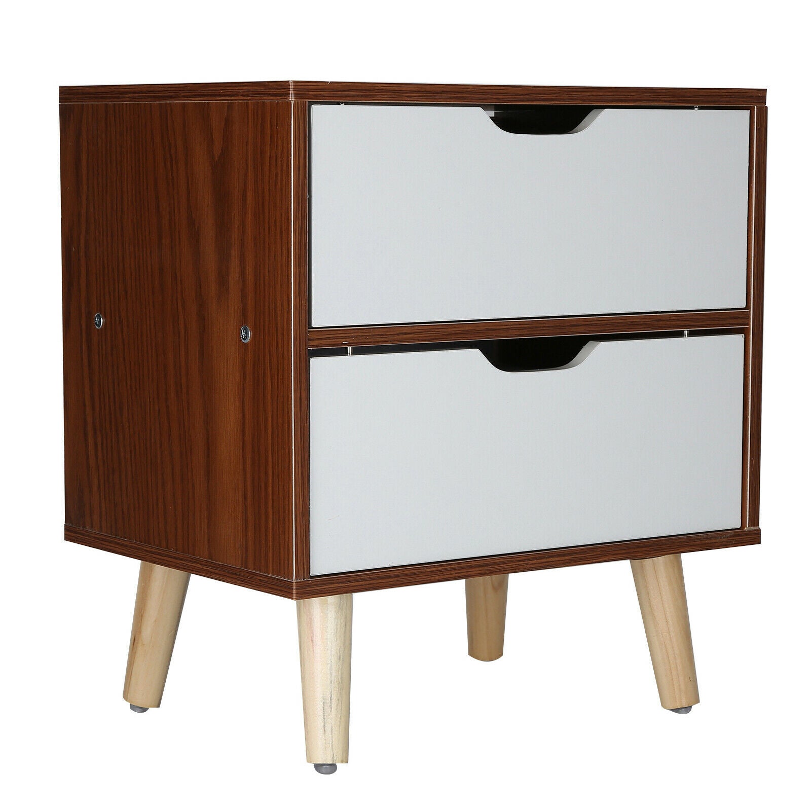 Wooden Bedside Table Cabinet Bedroom Storage Furniture Nightstand with 2 Drawer