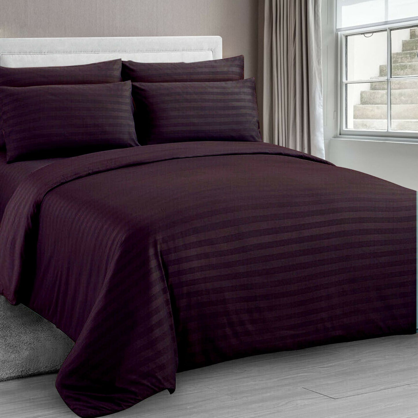 Satin Striped Duvet Quilt Cover Pillowcase/s Bedding Bed Linen Set Double