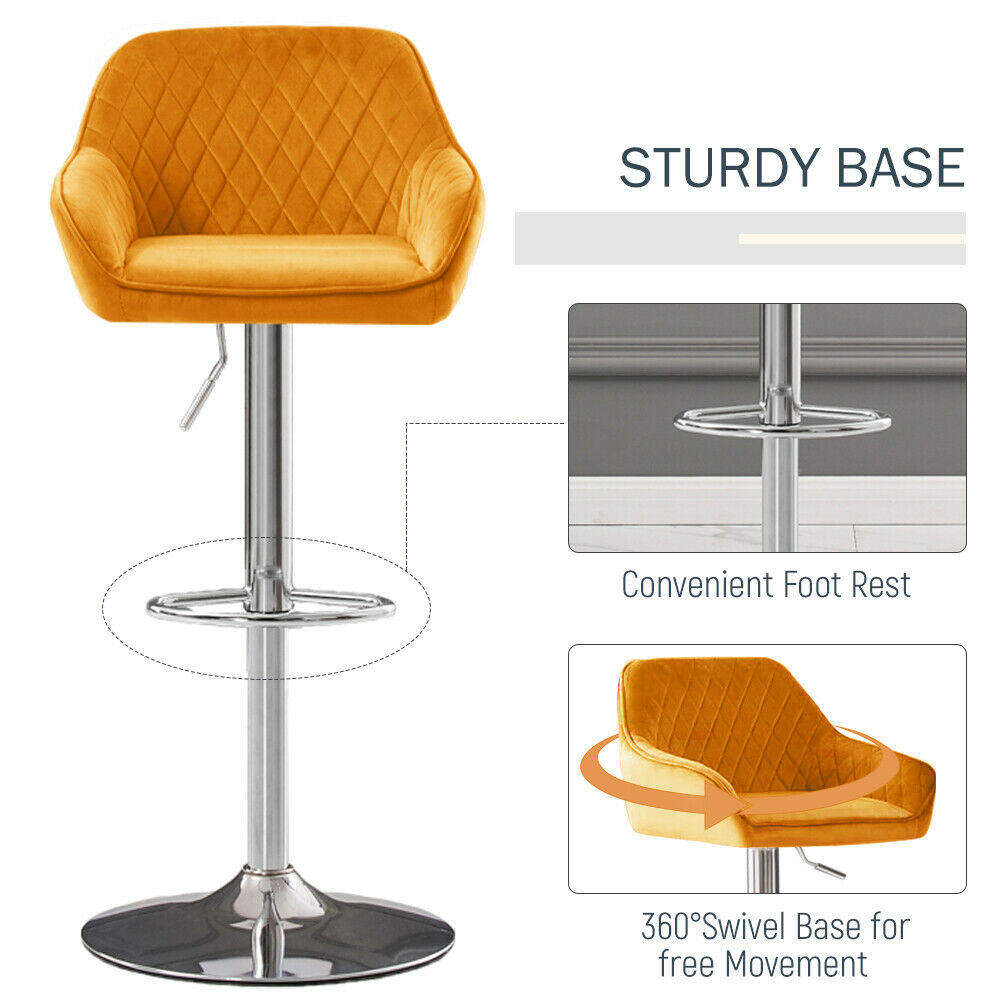 Bar Stools Gas Lift Stools Velvet Breakfast Kitchen Club Cafe Pub Swivel Chairs