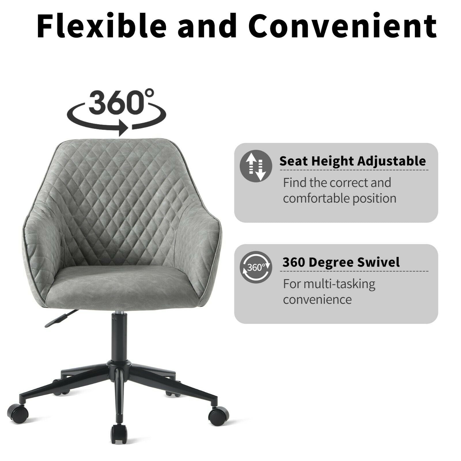 Office Chair Swivel Desk Chair Ergonomic Adjustable Home Computer Chair Cushion