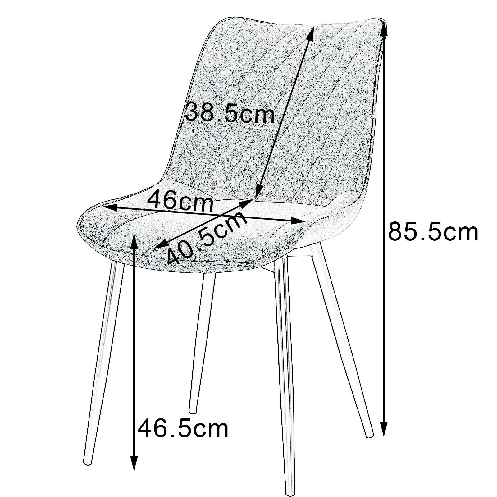 2XDining Chairs Kitchen Chairs Living Room Chairs Linen with Padded Seat Grey