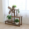 4 Tiers Flower Rack Wood Plant Stand Bonsai Display Shelf With Dutch Windmill