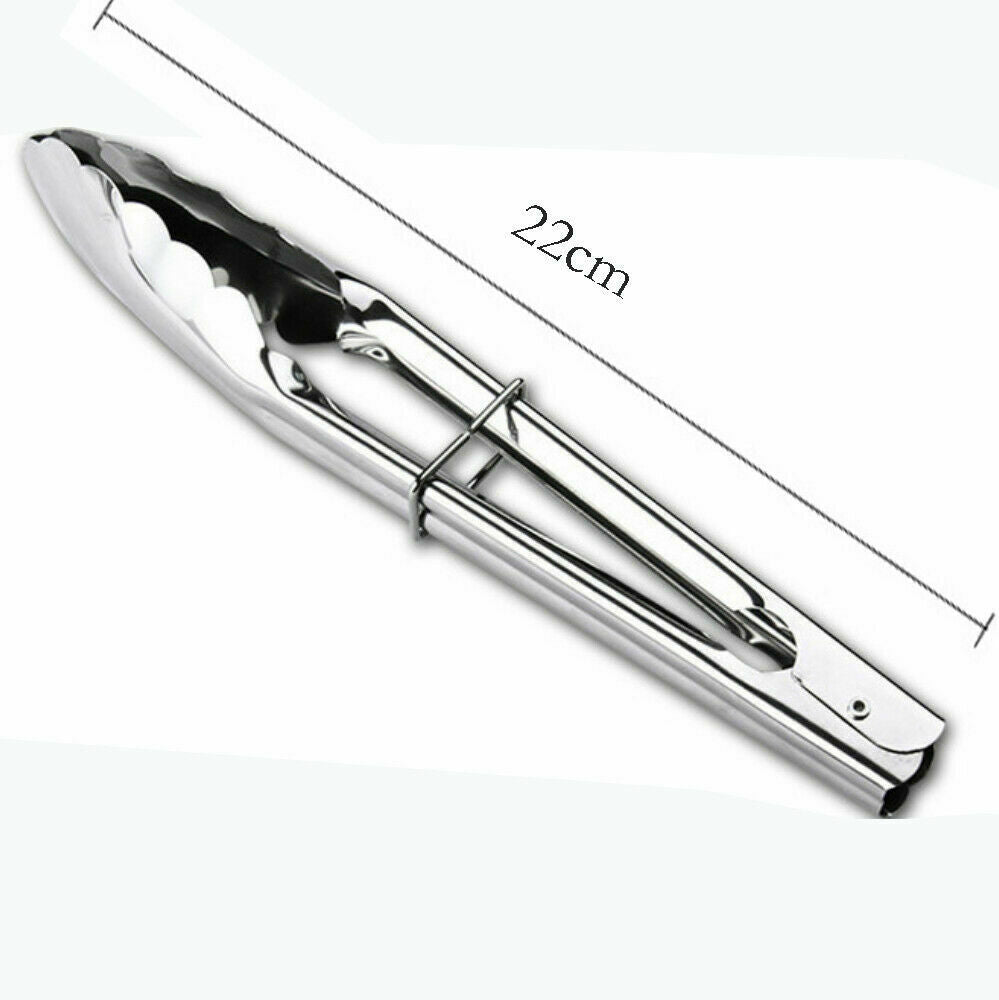 2 X Stainless Steel Salad Tongs BBQ Kitchen Cooking Food Serving Utensil Tong