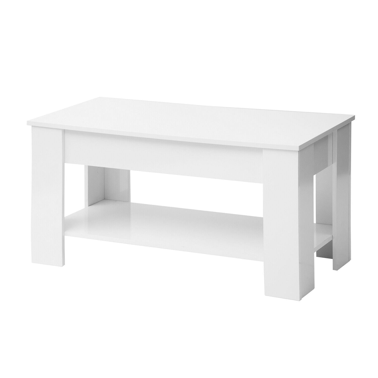 2 Tier Coffee Table With Lift Up Top Wood Living Room Sofa Table Storage Shelf