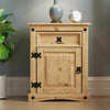 Corona Bedside Cabinet 1 Drawer 1 Door Mexican Style Solid Waxed Pine Unit