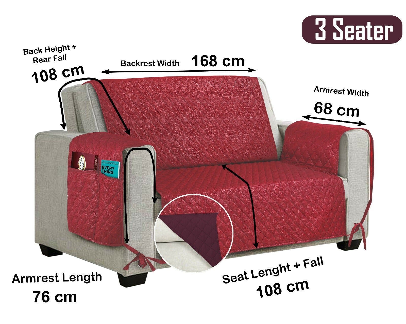 Sofa Cover Quilted Throw Washable Pet Furniture Protector Couch 1/2/3 Settee