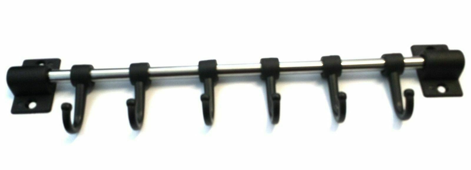 6 HOOK KITCHEN UTENSIL TOOL HOLDER STORAGE WALL RACK RAIL MOVABLE HOOKS FIXTURE