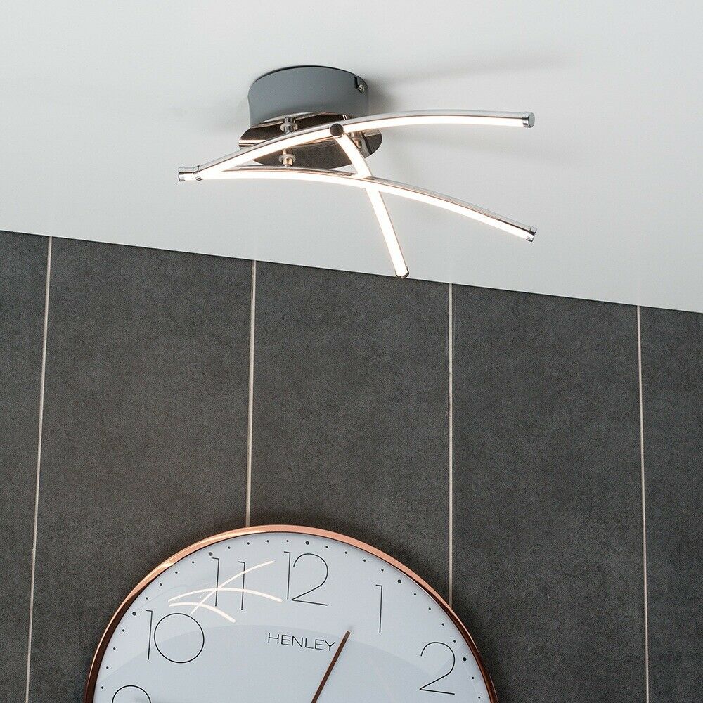 3 Way Ceiling Light Fitting Modern Chrome Design Integrated LED Bulb Lighting