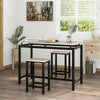 Bar Table and Stool Set For Kitchen Dining Room 2 Metal And Wood Stools High