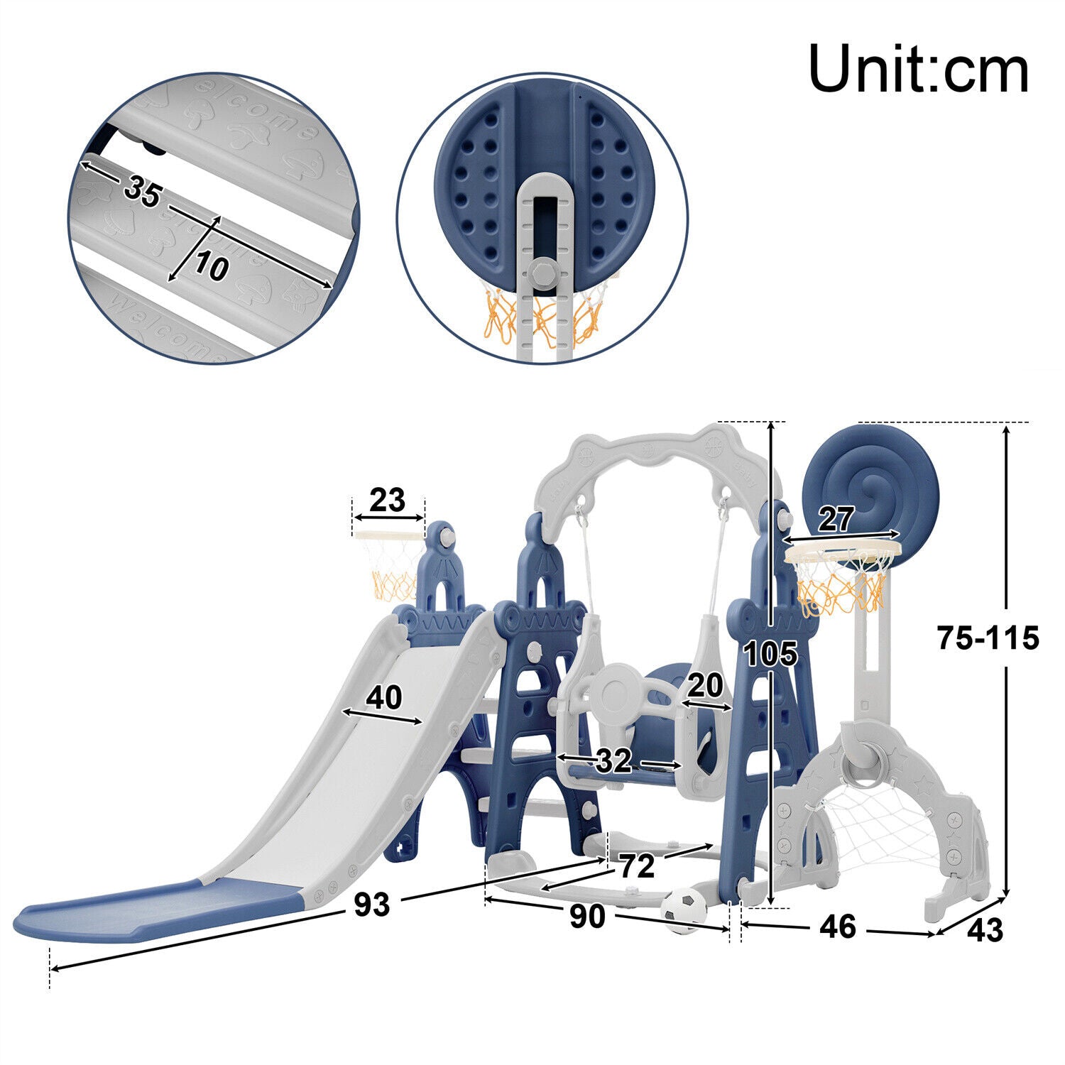 5 in1 Kids Toddler Swing Climber Slide Set Indoor Outdoor Backyard Playgroud HT