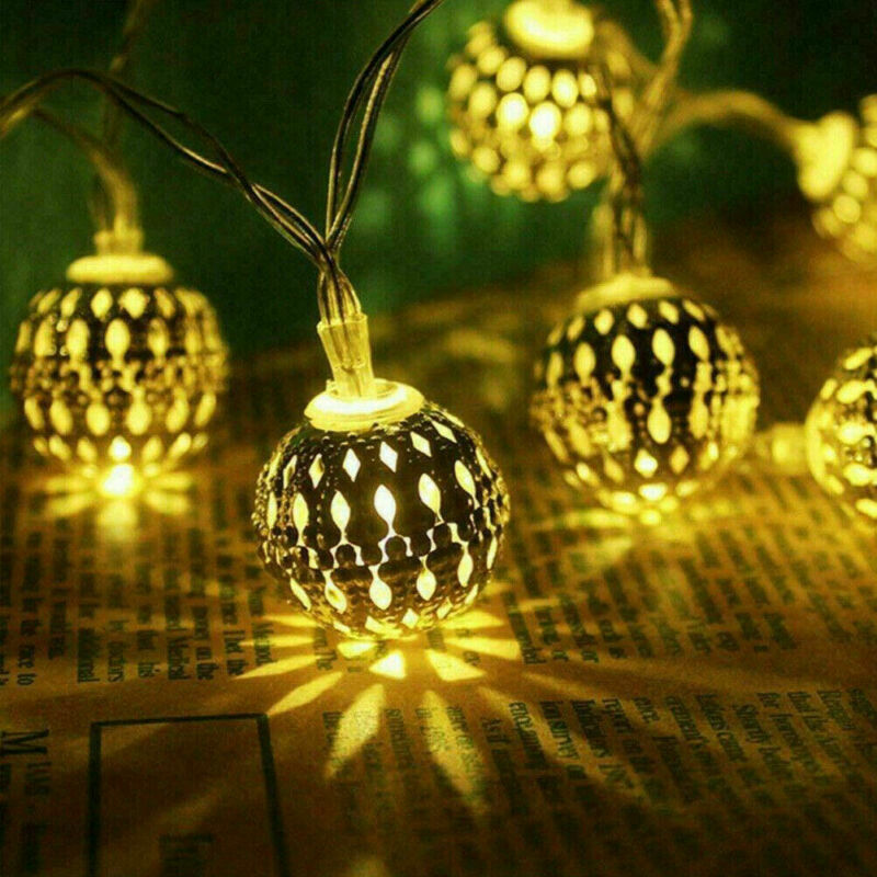 Moroccan Solar Garden String Lights Hanging Lantern Fairy Light Outdoor Romantic