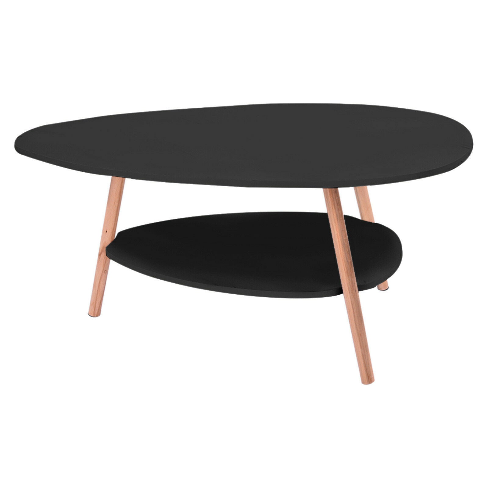 Coffee Table Wooden Legs Side Table Living Room Balcony Home Office Oval Design