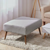 Large Bench Stool Linen Upholstered Wooden Leg Footstool Coffee Table Pouffe