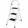 3 Step Ladder Folding Iron Stool Safe Anti-Slip Tread Mat White Black DIY