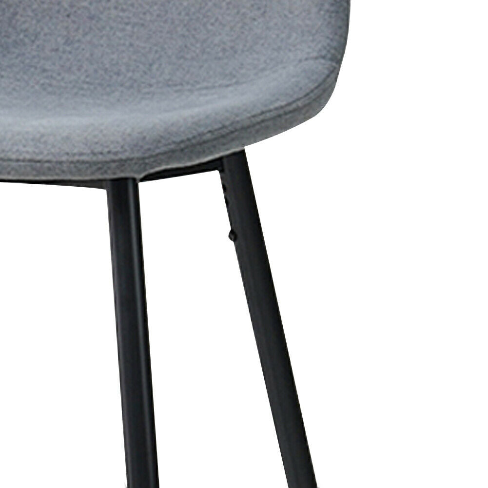 2x Grey Fabric Bar Stools Metal Leg Breakfast Pub Chair Kitchen Furniture Modern