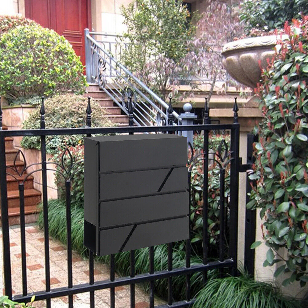 Home Garden Mail Box Lockable Post Letter Box w/Keys Door Porch Galvanised Steel
