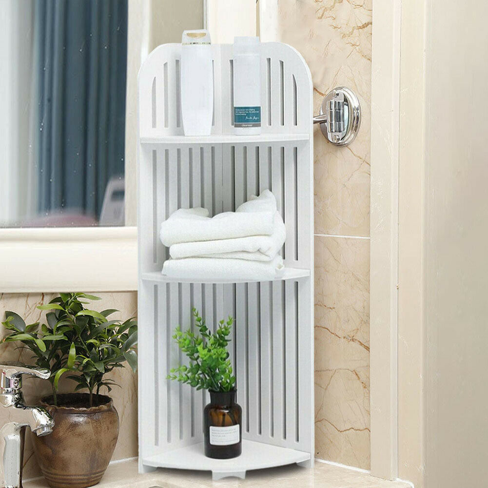 Bathroom Corner Shelf 3 Tier Shelving Rack Unit White Display Stand Home Storage