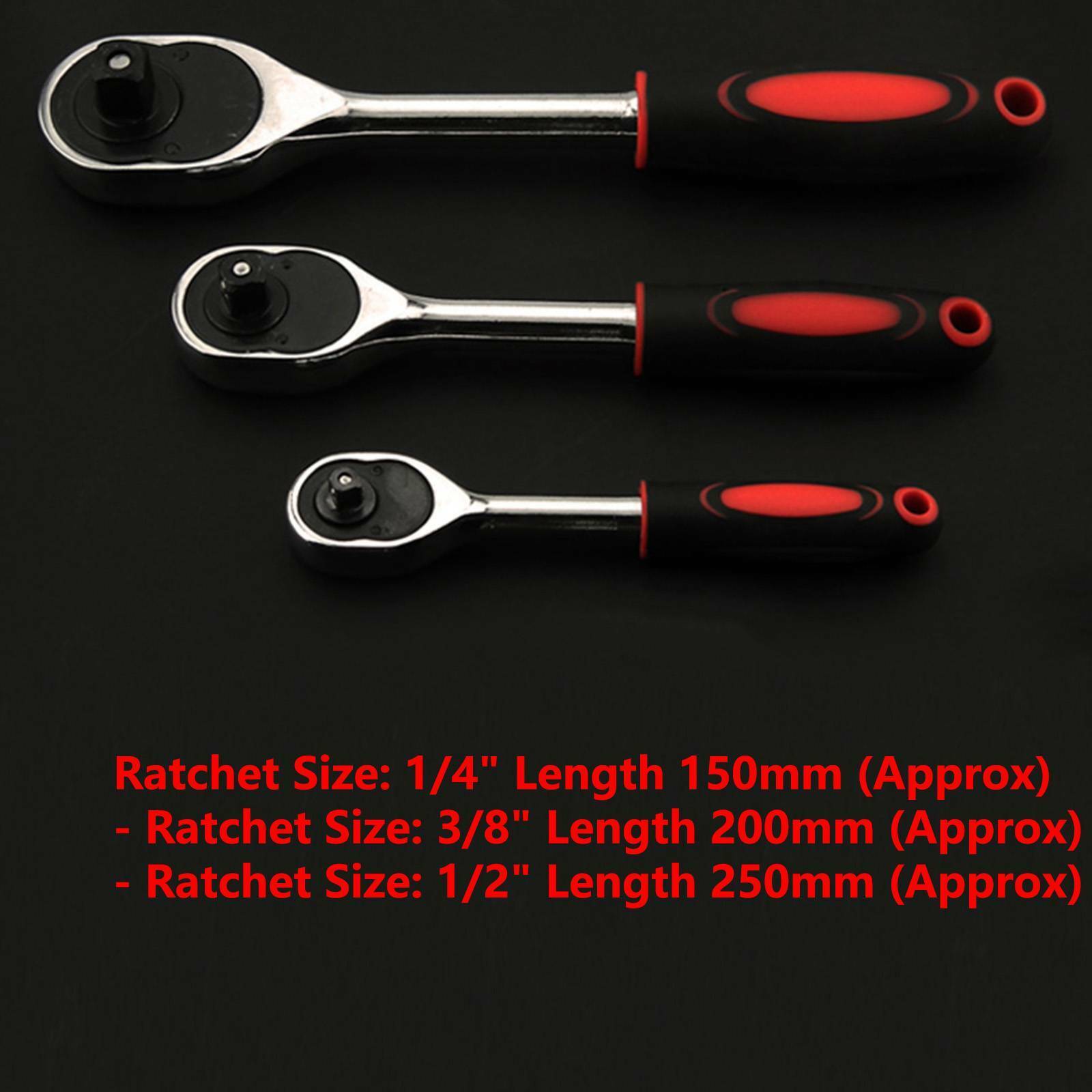 3 PIECE RATCHET SET 1/4" 1/2"& 3/8" DRIVE WRENCH HANDLE SOCKET WRENCH # 9/10/11