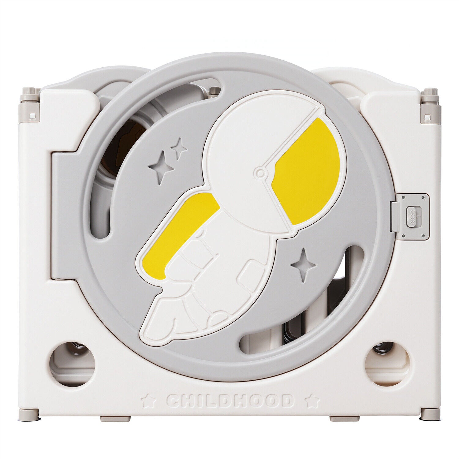 Foldable Baby Playpen with Activity Panel and Basketball Hoop 16 Panels Grey HT