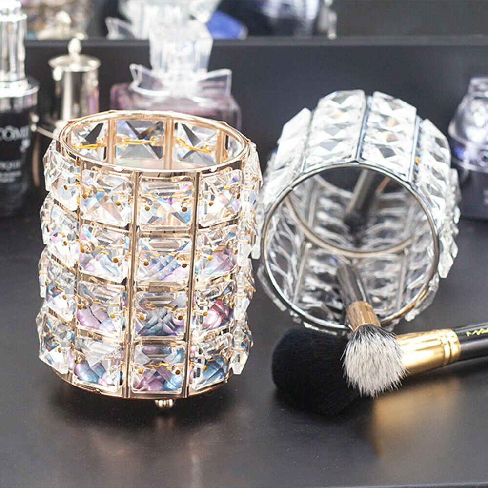 CRYSTAL MAKE UP BRUSH STORAGE BUCKET PENS/PENCILS HOLDER DESKTOP ORGANIZER DECOR