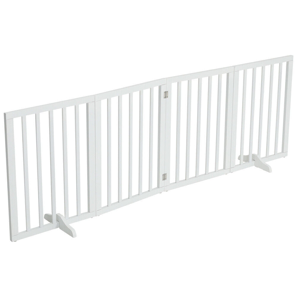 4 Panel Folding Pet Gate Dog Cat Fence Child Safety Barrier Indoor Free Standing
