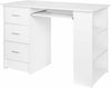 Computer Desk 3 Drawers & Shelves White Corner PC Workstation Office Table