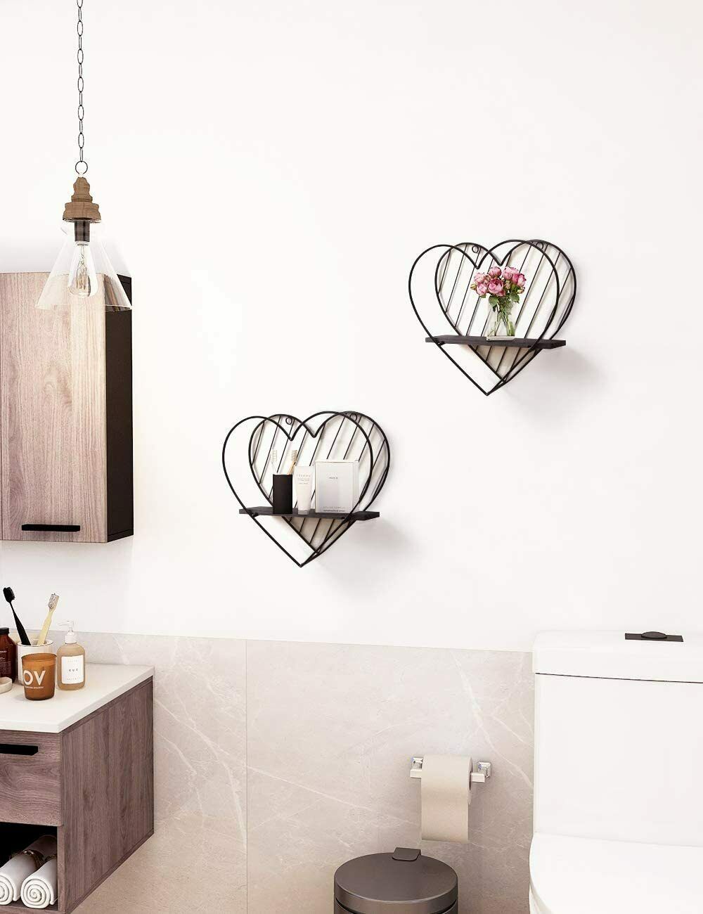 Metal Wire Wall Shelf Heart Modern Storage Floating Display Shelf Bedroom Decor