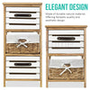 Bedside Table Unit Cabinet Wicker Basket 2/3 Drawer Nightstand Storage Bathroom