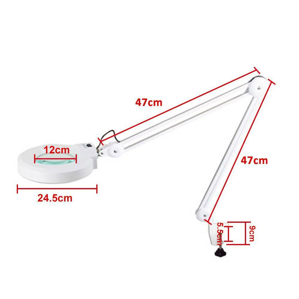 22W Large Desk Magnifier Magnifying Lamp Eyelash Lamp Salon Surgery Beauty White