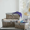 Brown Wicker Storage Basket White Lining Gift Hamper Basket - in 3 Sizes
