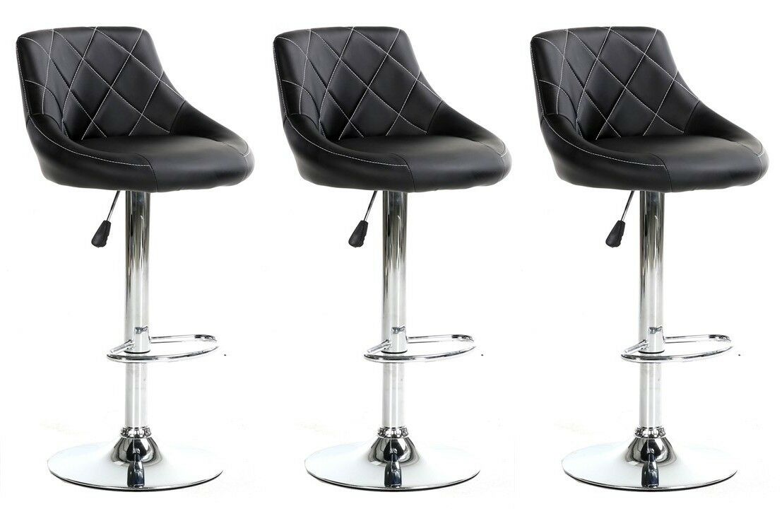 3 X MATCHING GENUINE MADRID GAS LIFT BAR STOOLS, BREAKFAST KITCHEN BAR CHAIRS