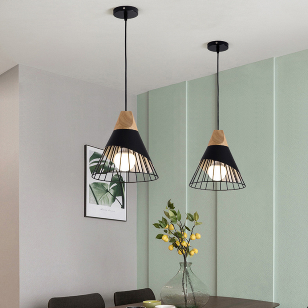 2x Chandelier E27 Pendant Light Modern Minimalist Nordic Style Restaurant Wood