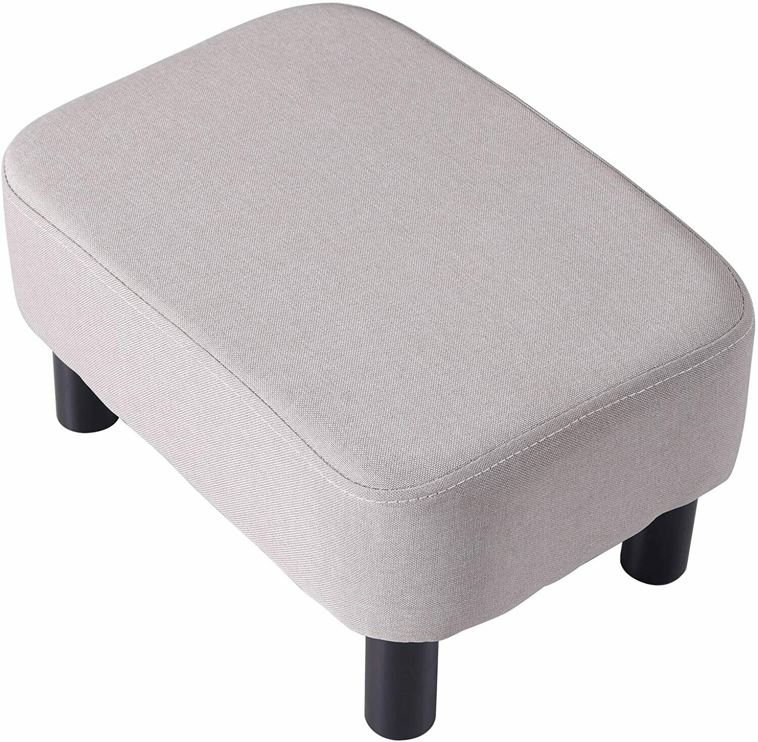 Linen Fabric Padded Stool Bench Footstool Pouffe Ottoman Living Bedroom Footrest