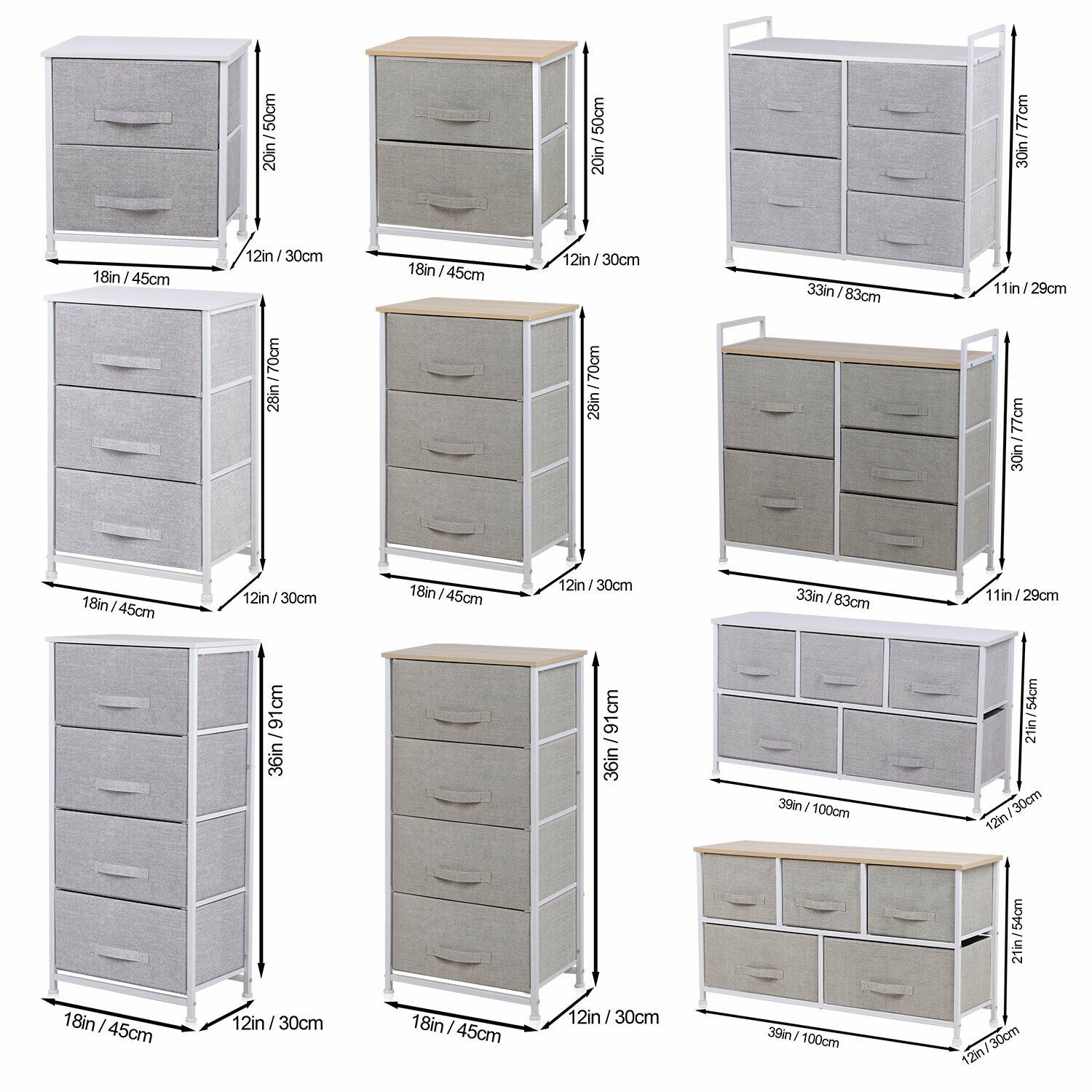 Fabric Cabinet Storage Unit Chest of Drawers Metal Frame Organiser Bedside Table