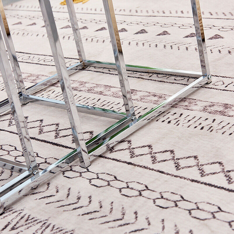 3 Pcs Nest of Table Side Beside Sofa Nested Table Living Room White Marble Vein