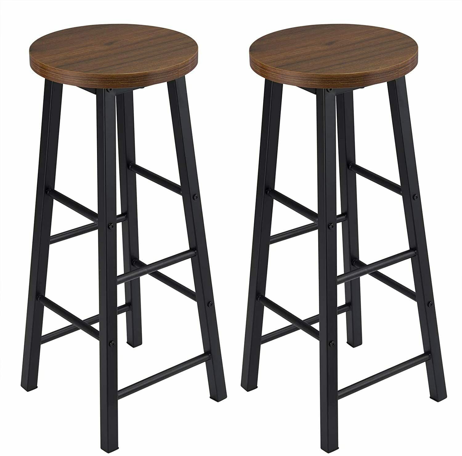 2XBreakfast Kitchen Bar Stools MDF Seat BarChairs Metal Legs Barstools HighStool