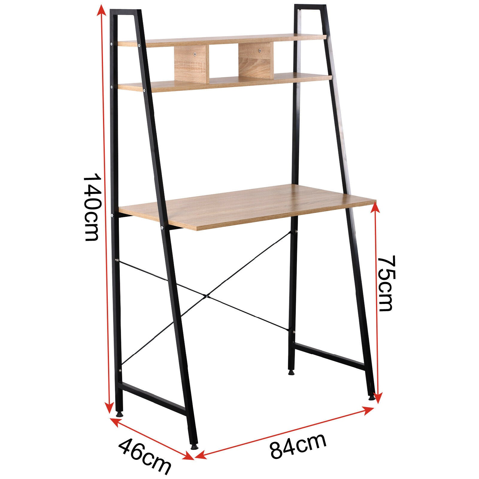 3 Tier PC Computer Desk Writing Study Table Office Workstation Wooden+Metal
