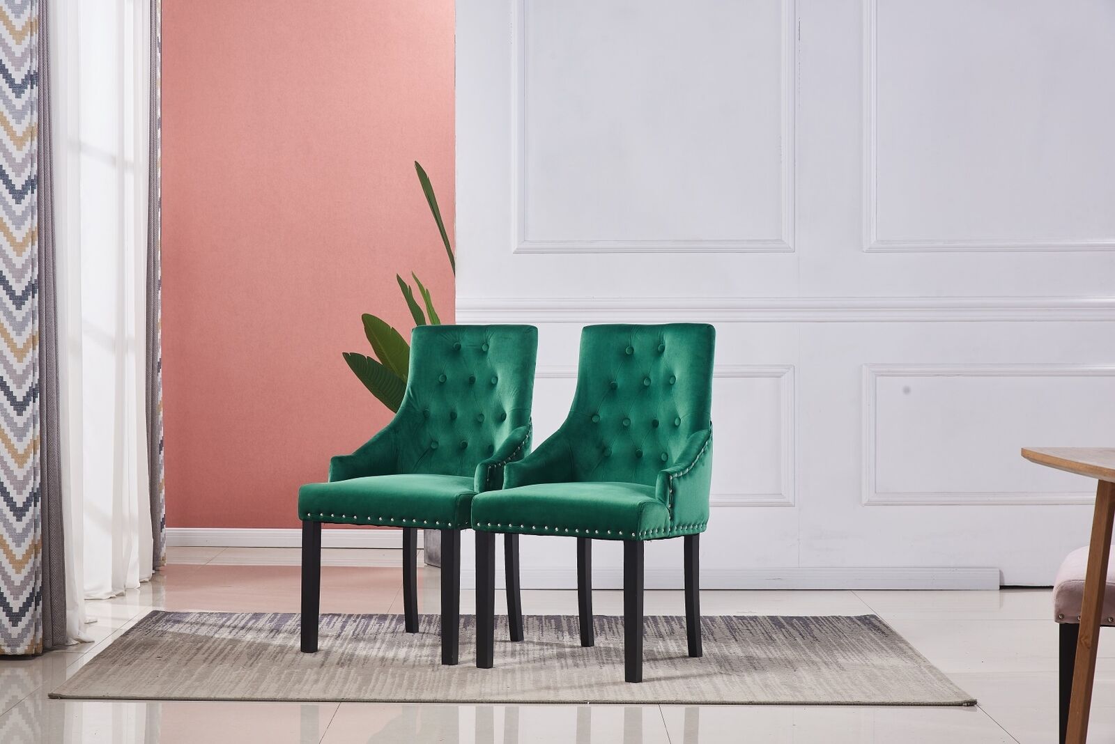 2x Velvet Dining Chairs Living Room Chairs with High Backrest Counter Chairs UK