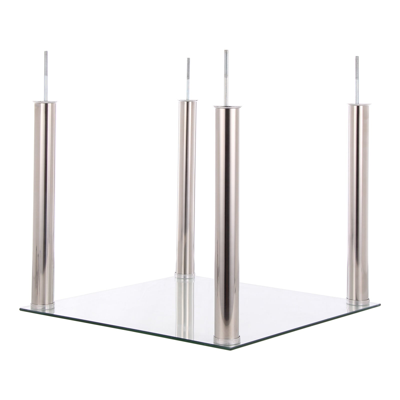 Clear 2 Tiers Glass Stainless Steel Small Display Stand Side Lamp Coffee Table