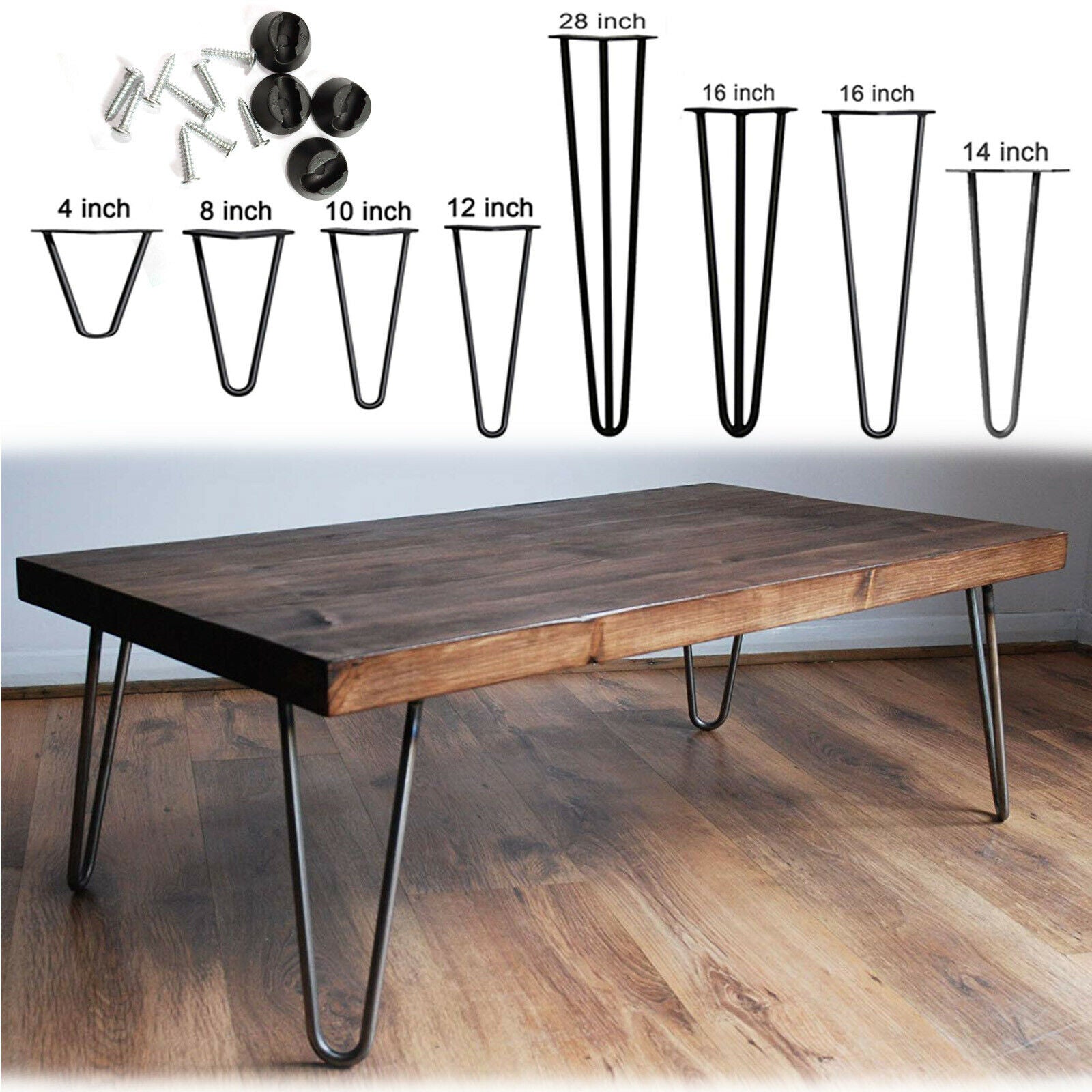 4 x Hairpin Legs / Hair Pin Legs Set for Furniture Bench Desk Table Metal Steel
