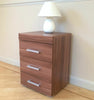 3 Drawer Walnut Effect Bedside Cabinet / Table (3 Draw Chest) Bedroom Furniture