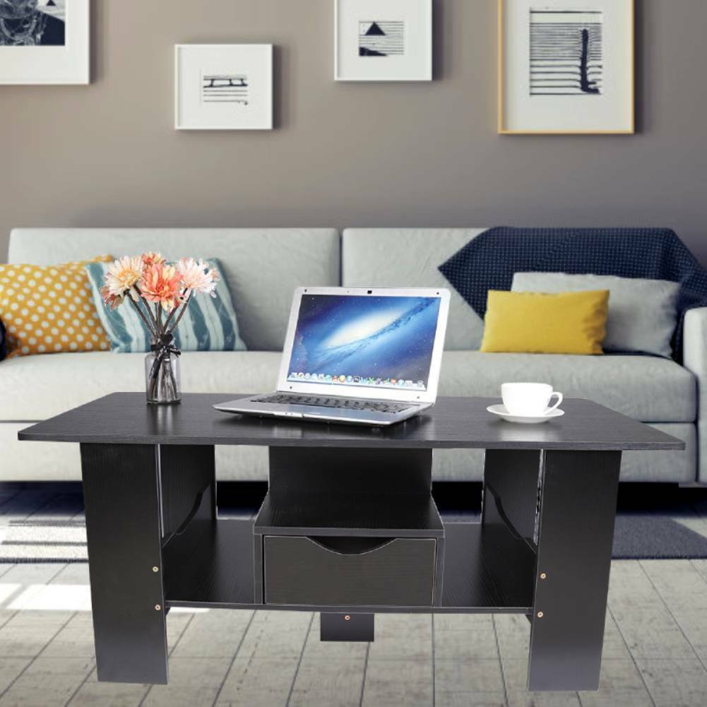 Small Coffee Table Rectangle Side End Desk Storage Shelf Home Living Room 100 cm