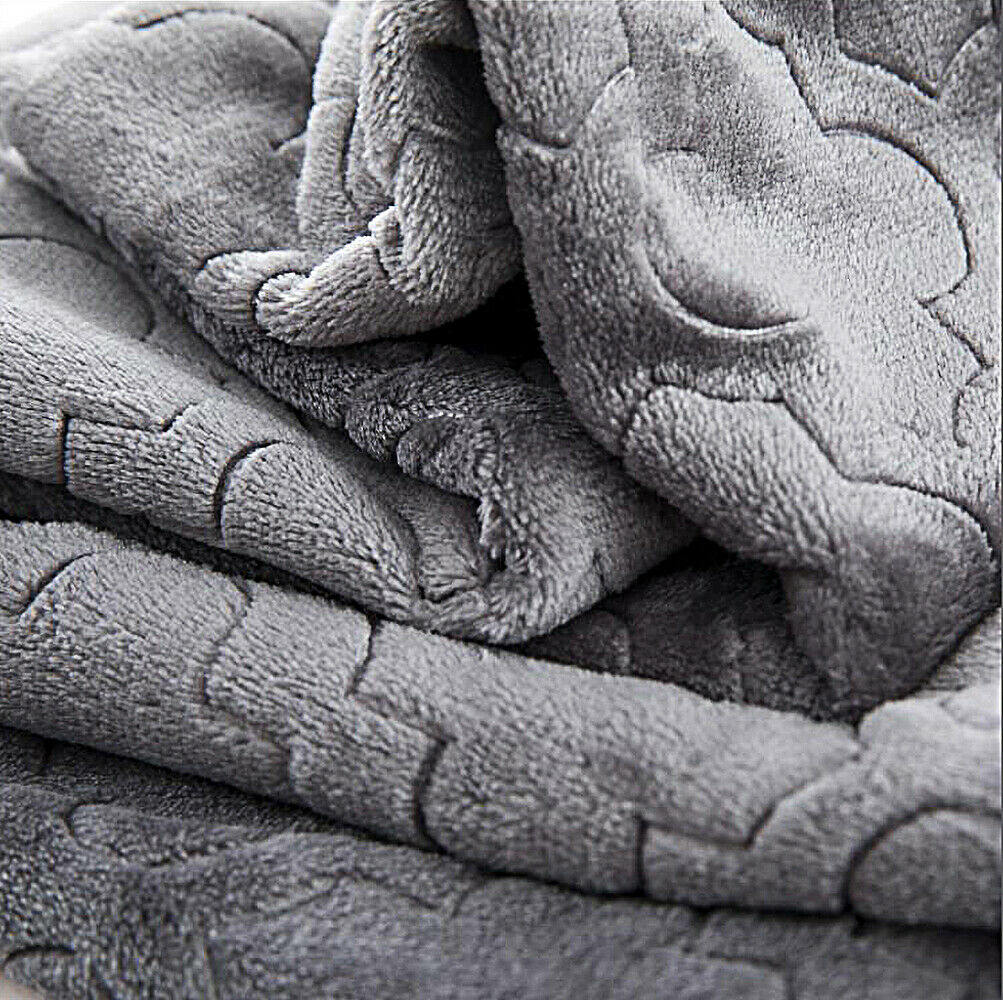 Heavy Snuggle Mink Throw Large Grey Double Bed Blanket Thick Warm Fleece Throw